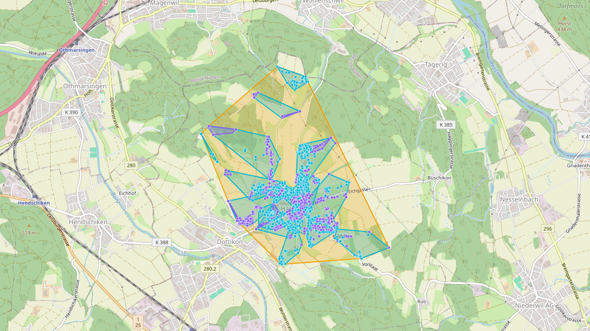 Carte du potentiel CEL de LEG Hägglingen (AG) – Netzgebiet 1