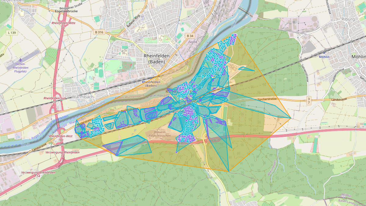 Carte du potentiel CEL de LEG Rheinfelden (AG) – Netzgebiet 1