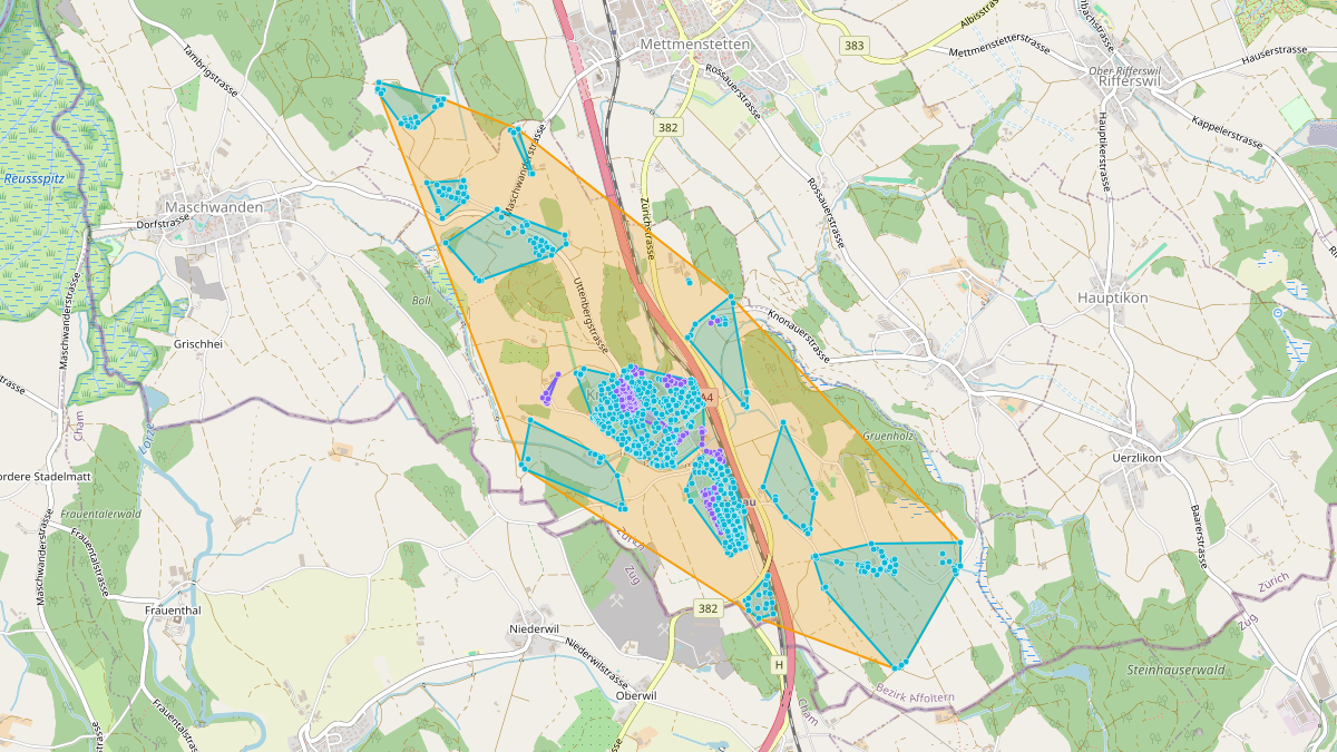 Carte du potentiel CEL de LEG Knonau (ZH) – Netzgebiet 1
