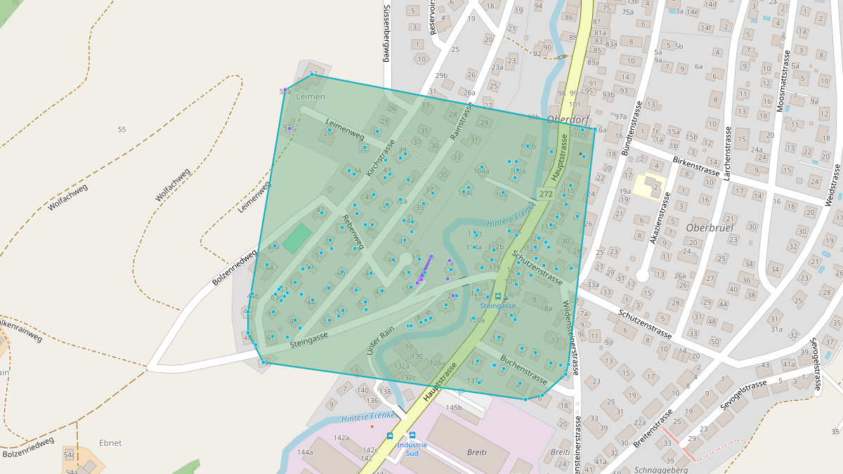 Carte du potentiel CEL de LEG Bubendorf (BL) – Quartier Steingasse 2a, Bubendorf