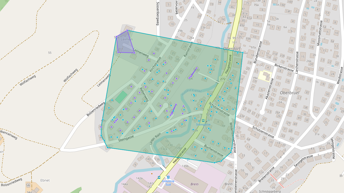 Mappa del potenziale CLE di LEG Bubendorf (BL) – Quartier Steingasse 2a, Bubendorf