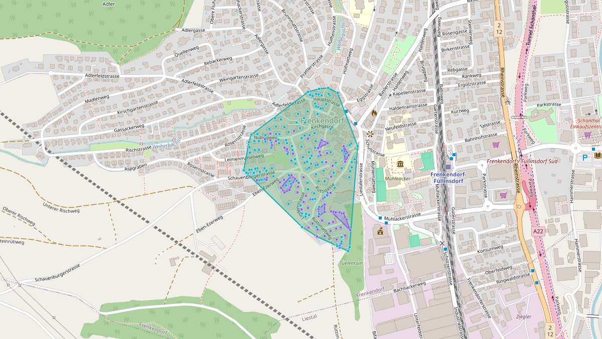 Carte du potentiel CEL de LEG Frenkendorf (BL) – Quartier Lindenstrasse 4a, Frenkendorf