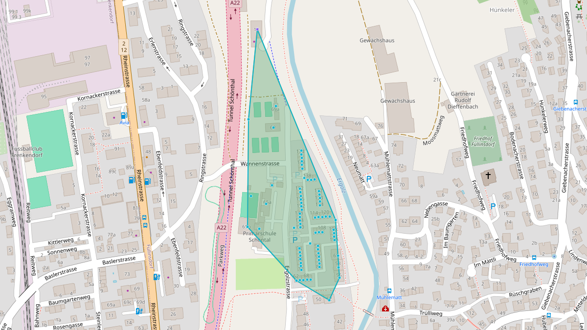 Carte du potentiel CEL de LEG Füllinsdorf (BL) – Quartier Ergolzstrasse 138a, Füllinsdorf