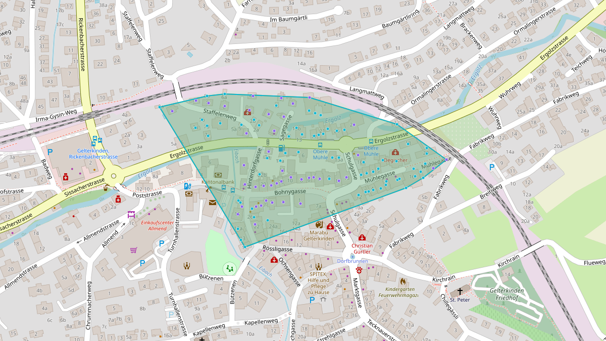 Carte du potentiel CEL de LEG Gelterkinden (BL) – Quartier 11