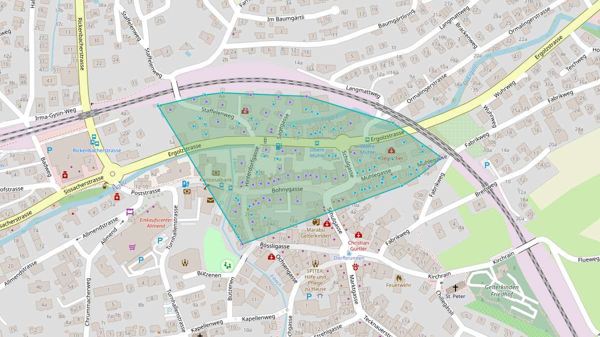 Carte du potentiel CEL de LEG Gelterkinden (BL) – Quartier 11