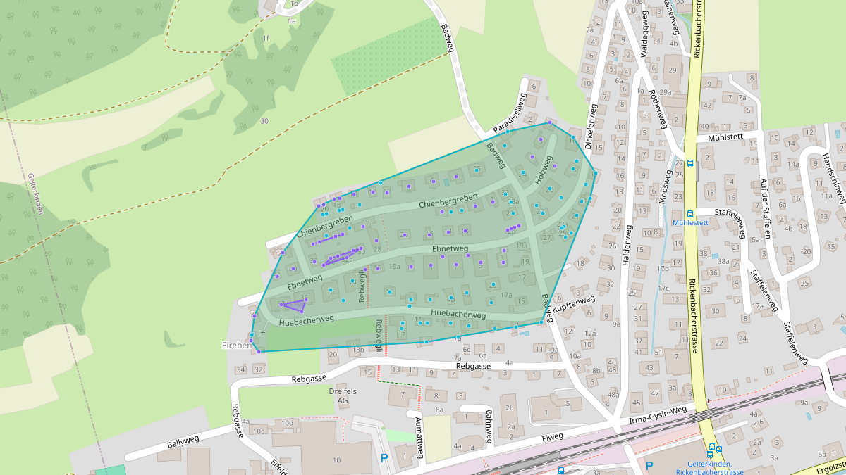 Carte du potentiel CEL de LEG Gelterkinden (BL) – Quartier Ebnetweg 17, Gelterkinden