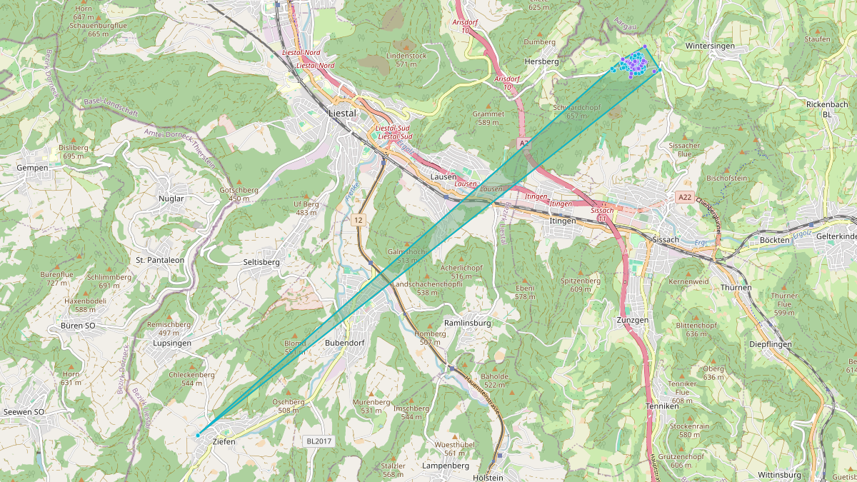 Carte du potentiel CEL de LEG Nusshof (BL) – Quartier Im Höfli 1a, Nusshof
