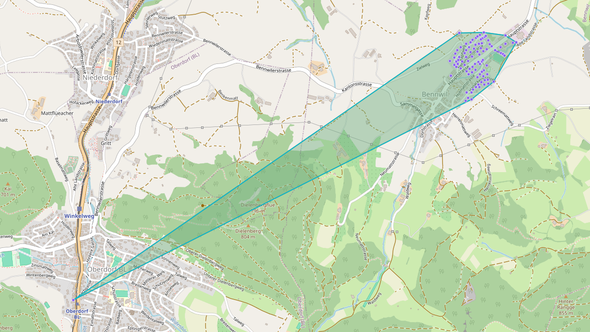 Carte du potentiel CEL de LEG Bennwil (BL) – Quartier Hofmattstrasse 1, Bennwil