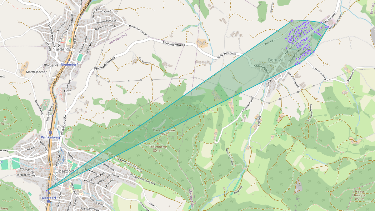 Carte du potentiel CEL de LEG Bennwil (BL) – Quartier Hofmattstrasse 1, Bennwil