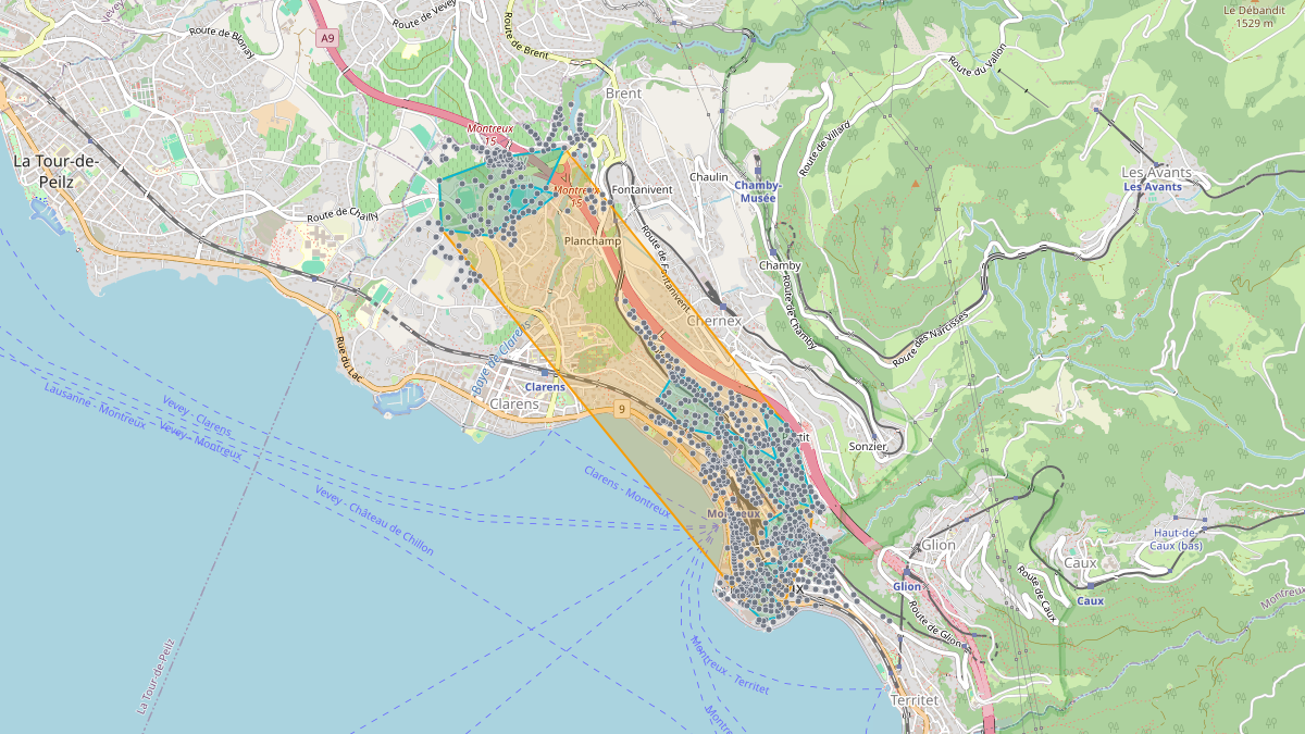Carte du potentiel CEL de LEG Montreux (VD)
