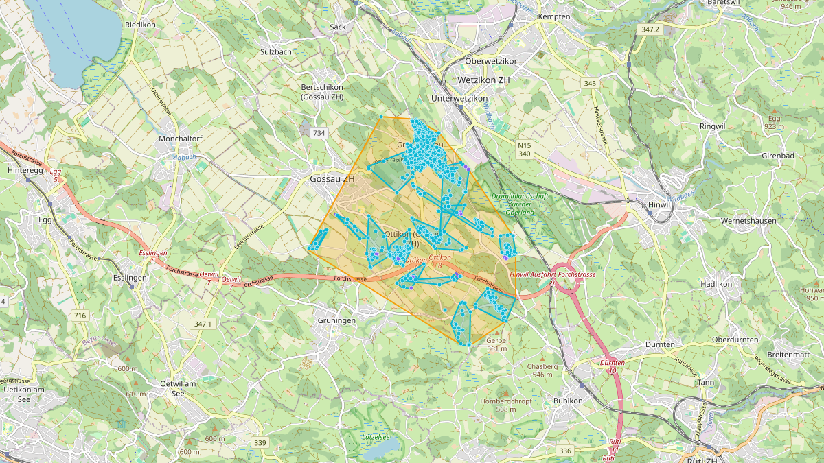 LEG-Potenzial-Karte von LEG Gossau (ZH) – Netzgebiet 1
