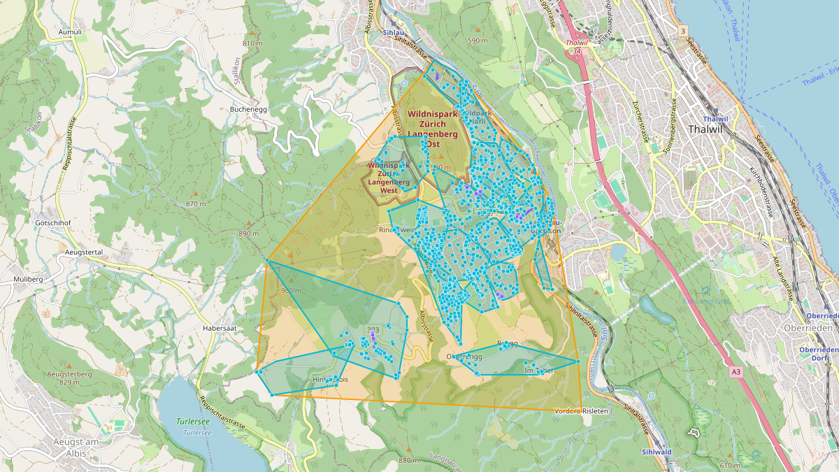 LEG-Potenzial-Karte von LEG Langnau am Albis (ZH) – Netzgebiet 1