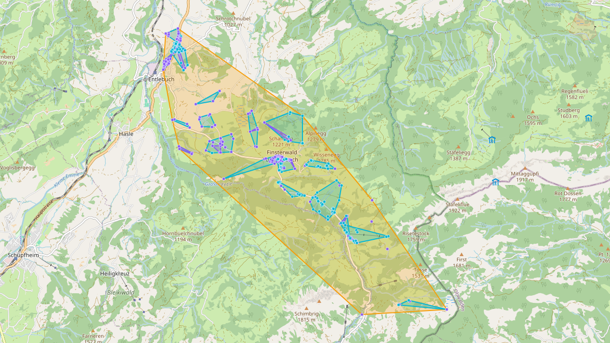 Carte du potentiel CEL de LEG Entlebuch (LU) – Netzgebiet 1