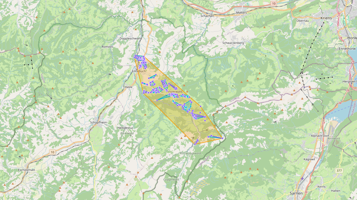 Carte du potentiel CEL de LEG Entlebuch (LU) – Netzgebiet 1