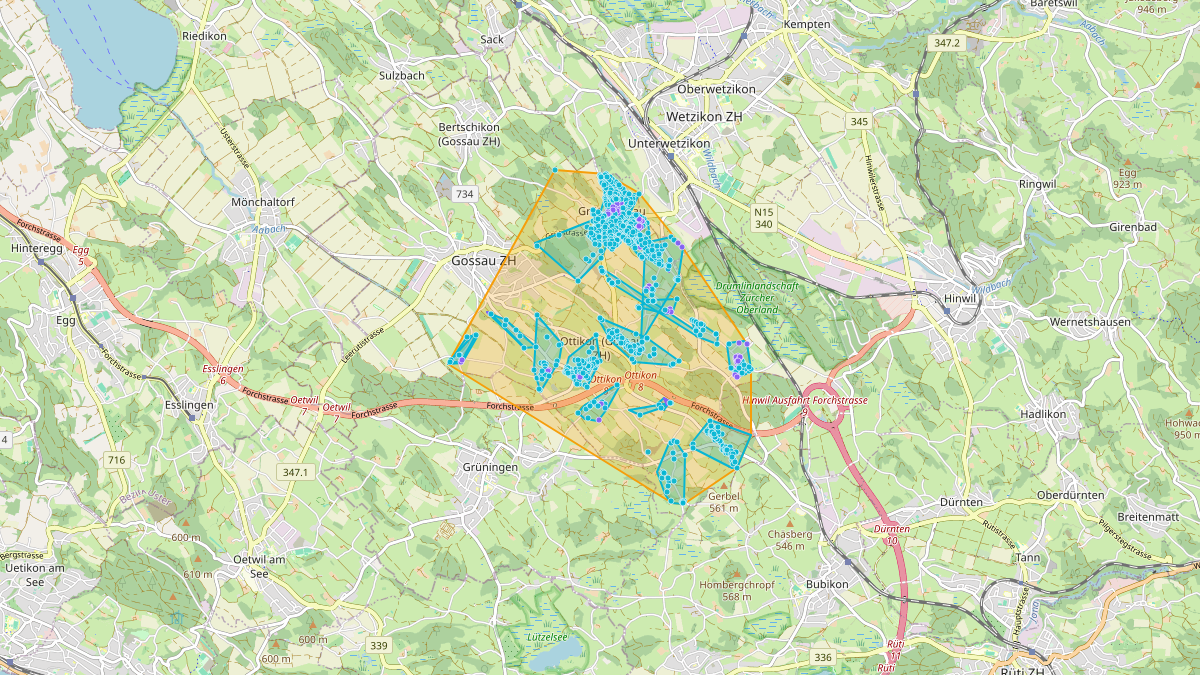 Carte du potentiel CEL de LEG Gossau (ZH) – Netzgebiet 1