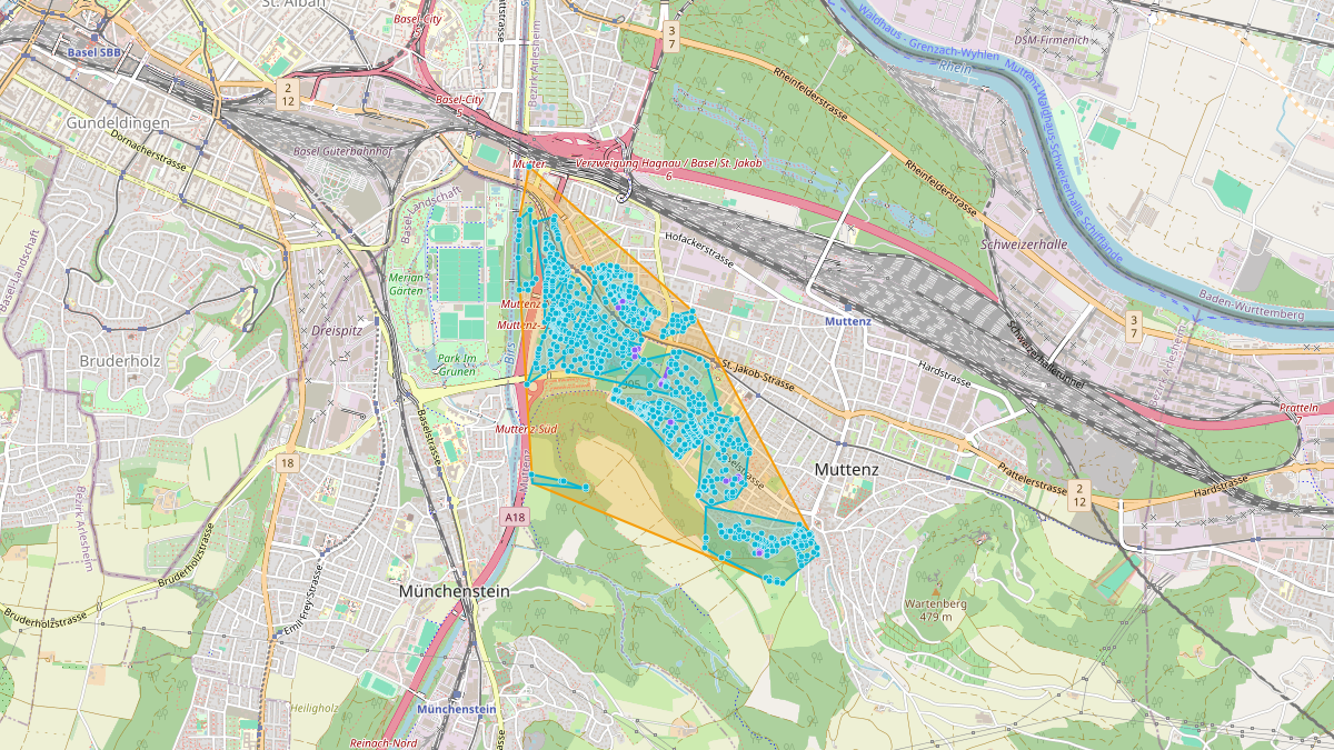 Carte du potentiel CEL de LEG Muttenz (BL) – Netzgebiet 2