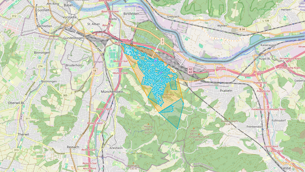 Carte du potentiel CEL de LEG Muttenz (BL) – Netzgebiet 1
