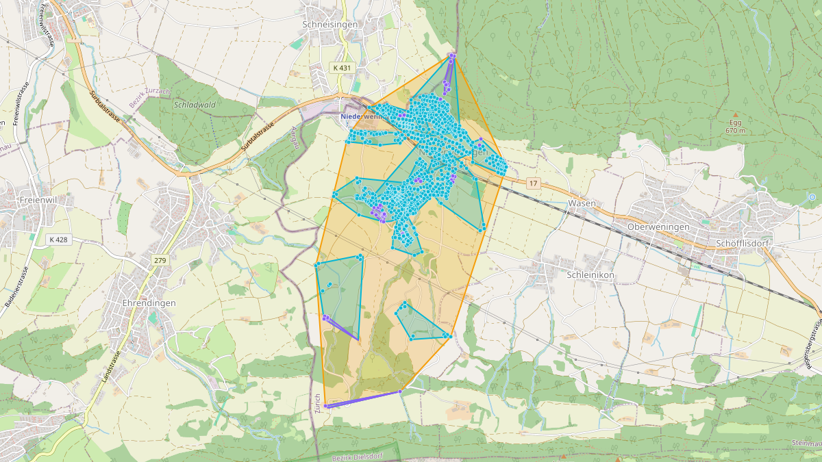 LEG-Potenzial-Karte von LEG Niederweningen (ZH) – Netzgebiet 1