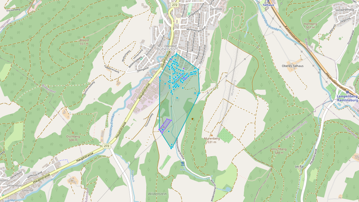 Carte du potentiel CEL de LEG Bubendorf (BL) – Quartier Wildensteinerstrasse 13b, Bubendorf