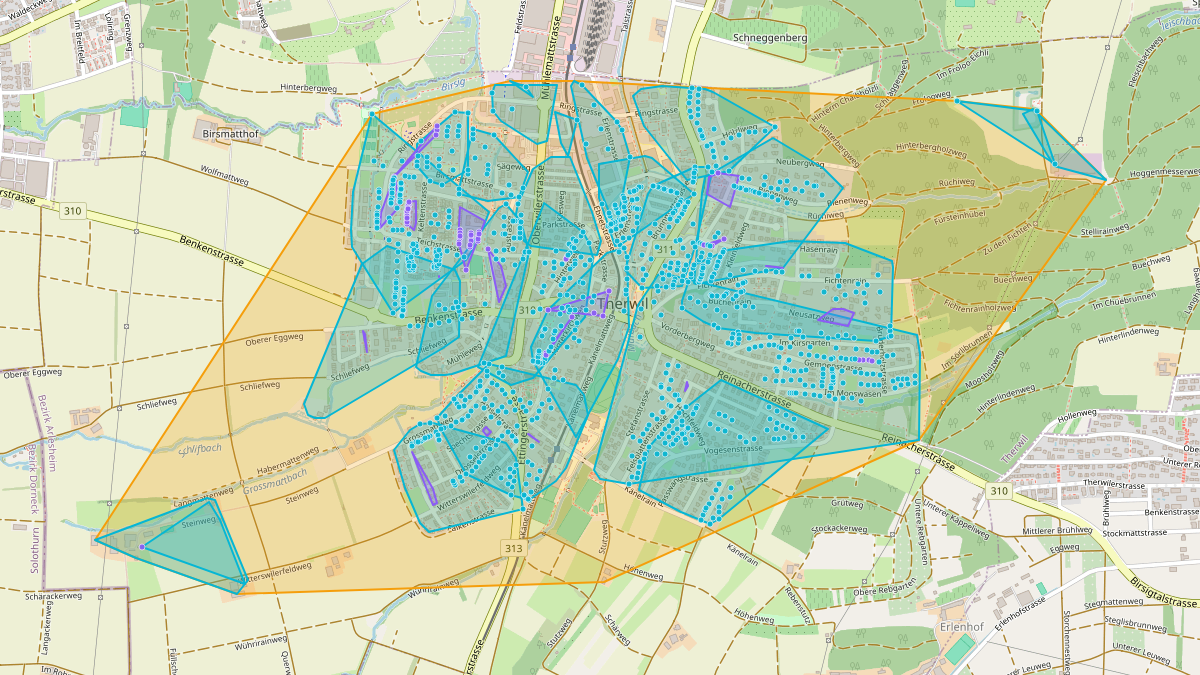 Mappa del potenziale CEL di LEG Therwil (BL) – Netzgebiet 1