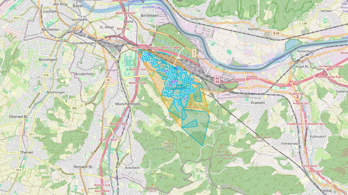 Mappa del potenziale CLE di LEG Muttenz (BL) – Netzgebiet 1