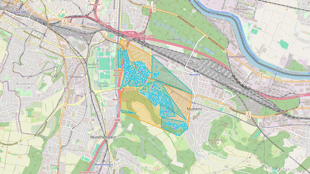 Mappa del potenziale CLE di LEG Muttenz (BL) – Netzgebiet 2