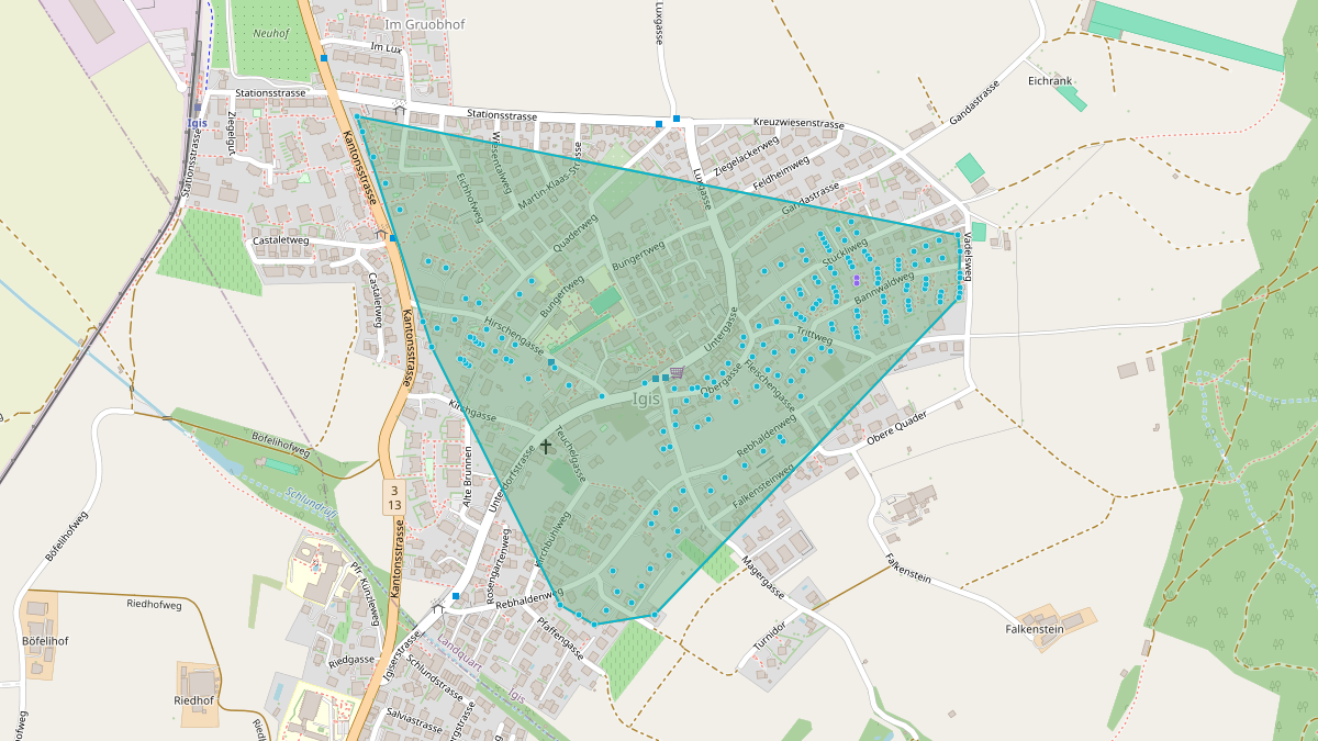 Mappa del potenziale CLE di LEG Landquart (GR) – Quartier Trafokreis Bannwaldweg 21