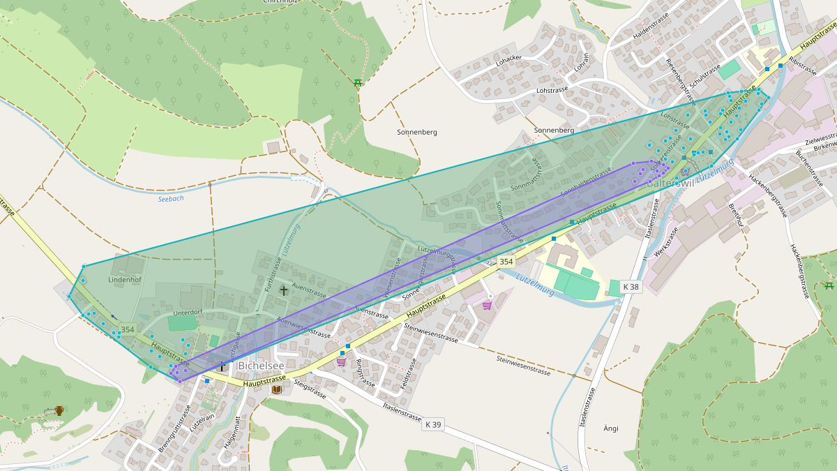 LEG-Potenzial-Karte von LEG Bichelsee-Balterswil (TG) – Quartier TS Stickerei, Balterswil