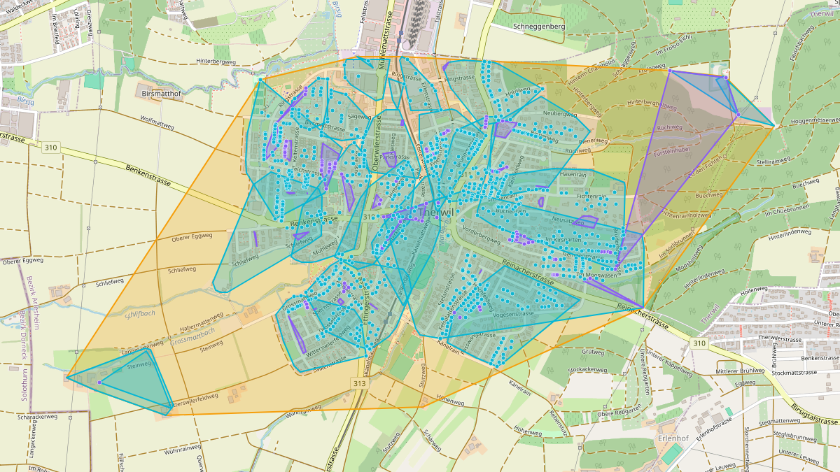 Carte du potentiel CEL de LEG Therwil (BL) – Netzgebiet 1