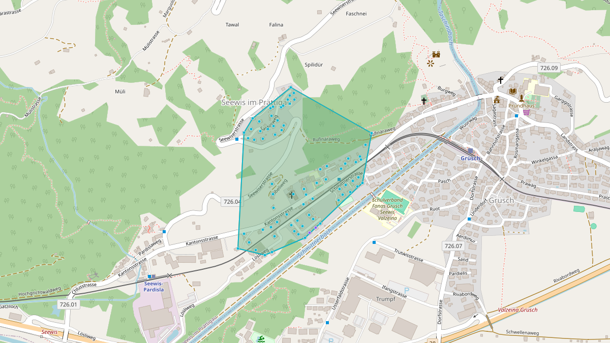LEG-Potenzial-Karte von LEG Seewis im Prättigau (GR) – Quartier Trafokreis Schmittnerstrasse 59