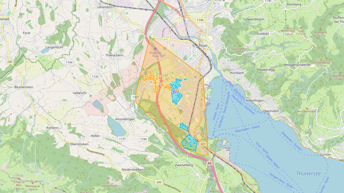 LEG-Potenzial-Karte von LEG Thun (BE) – Netzgebiet 2