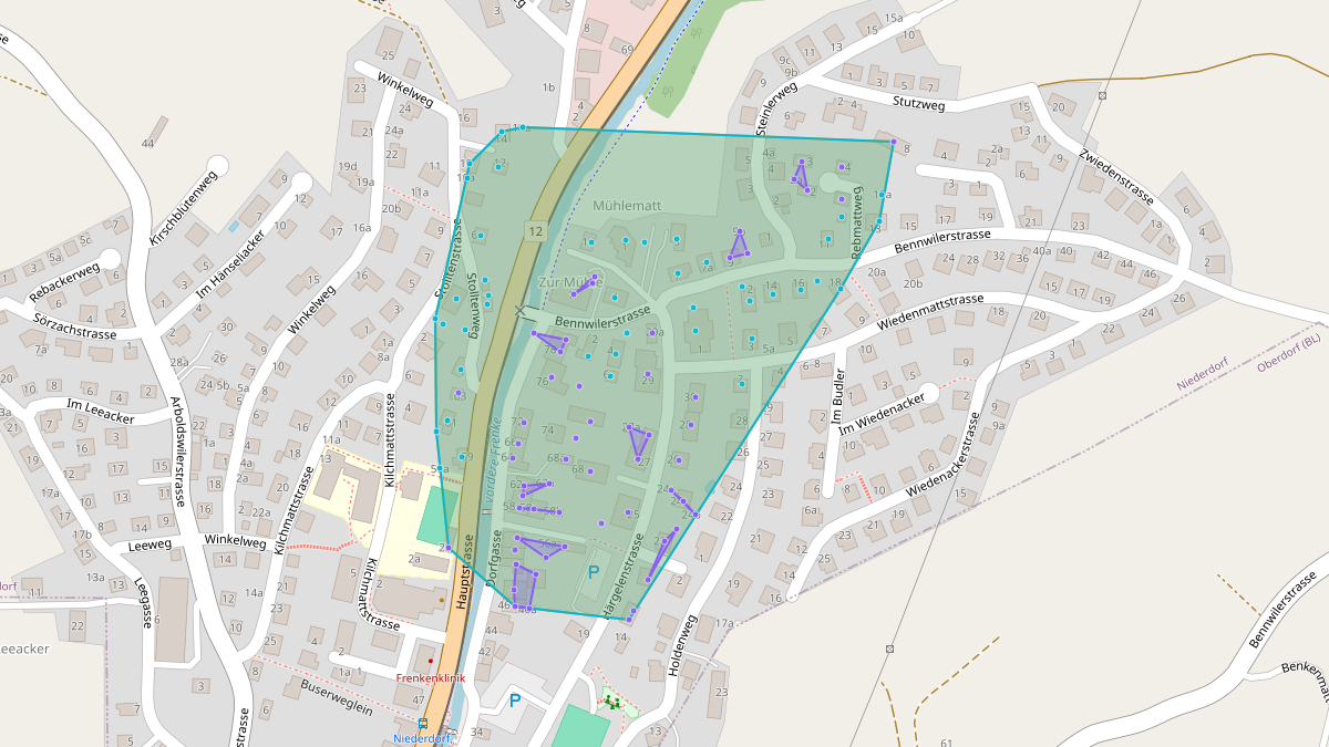 Carte du potentiel CEL de LEG Niederdorf (BL) – Quartier Bennwilerstrasse 8, Niederdorf