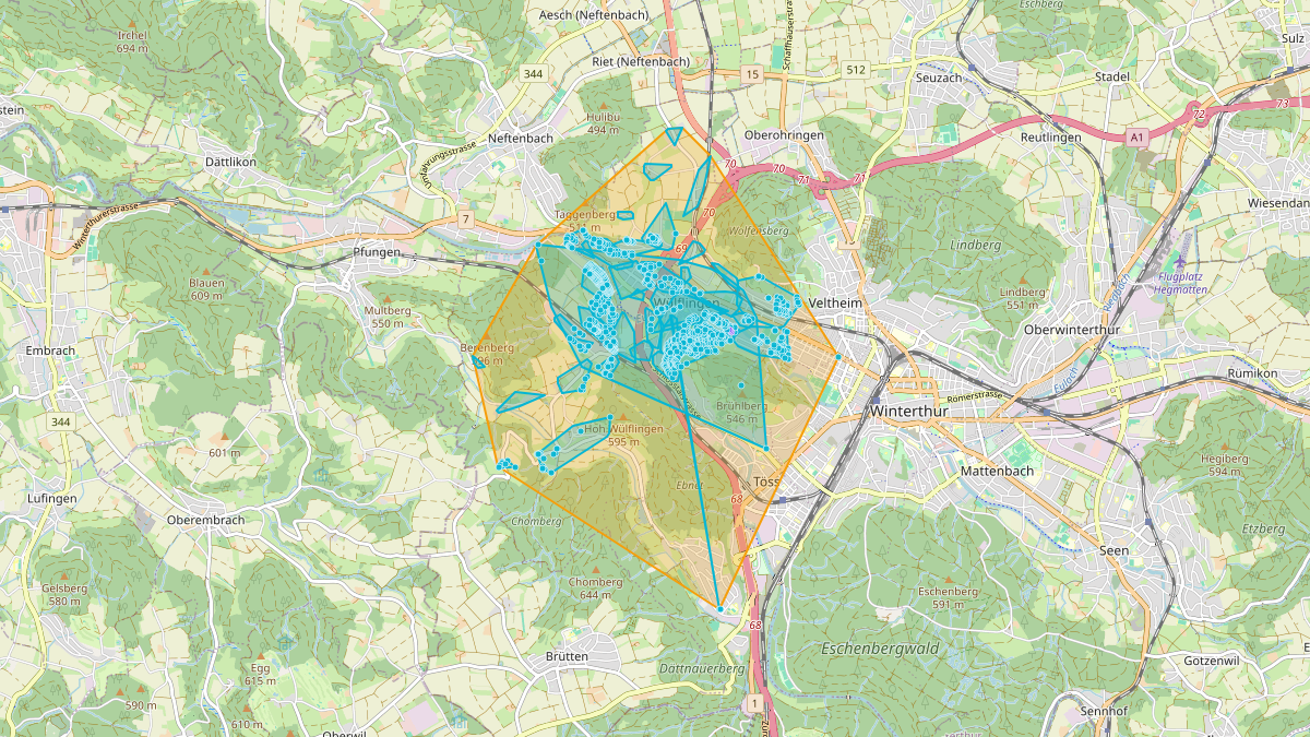 Carte du potentiel CEL de LEG Winterthur (ZH) – Netzgebiet 6