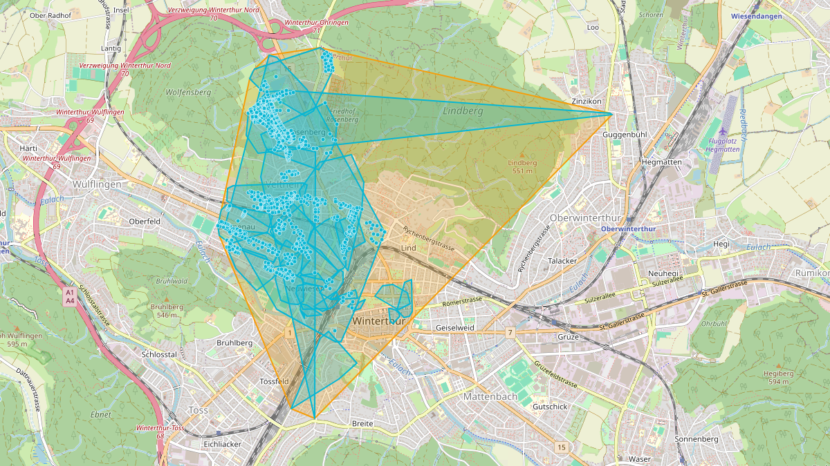 Carte du potentiel CEL de LEG Winterthur (ZH) – Netzgebiet 3
