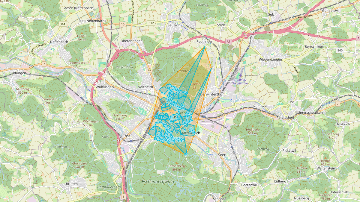 Carte du potentiel CEL de LEG Winterthur (ZH) – Netzgebiet 4