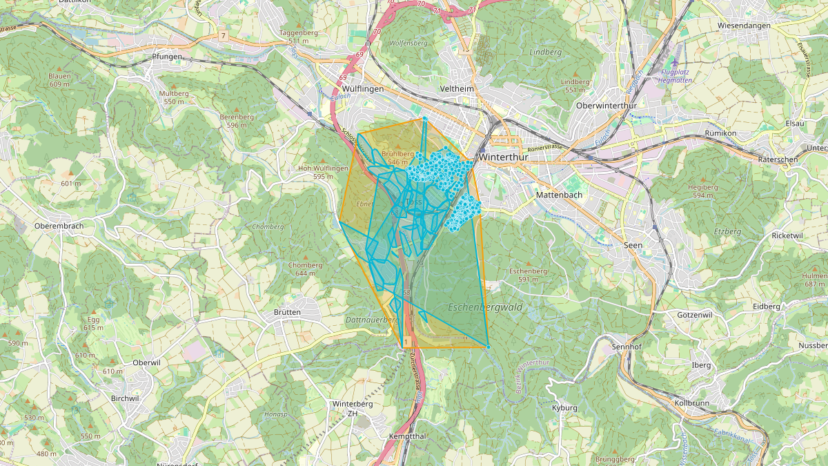 Carte du potentiel CEL de LEG Winterthur (ZH) – Netzgebiet 2
