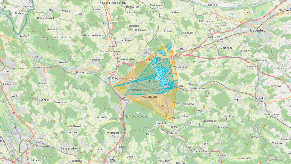 Carte du potentiel CEL de LEG Winterthur (ZH) – Netzgebiet 5