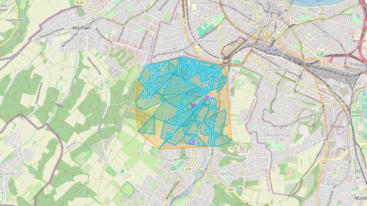 Mappa del potenziale CLE di LEG Binningen (BL) – Netzgebiet 1