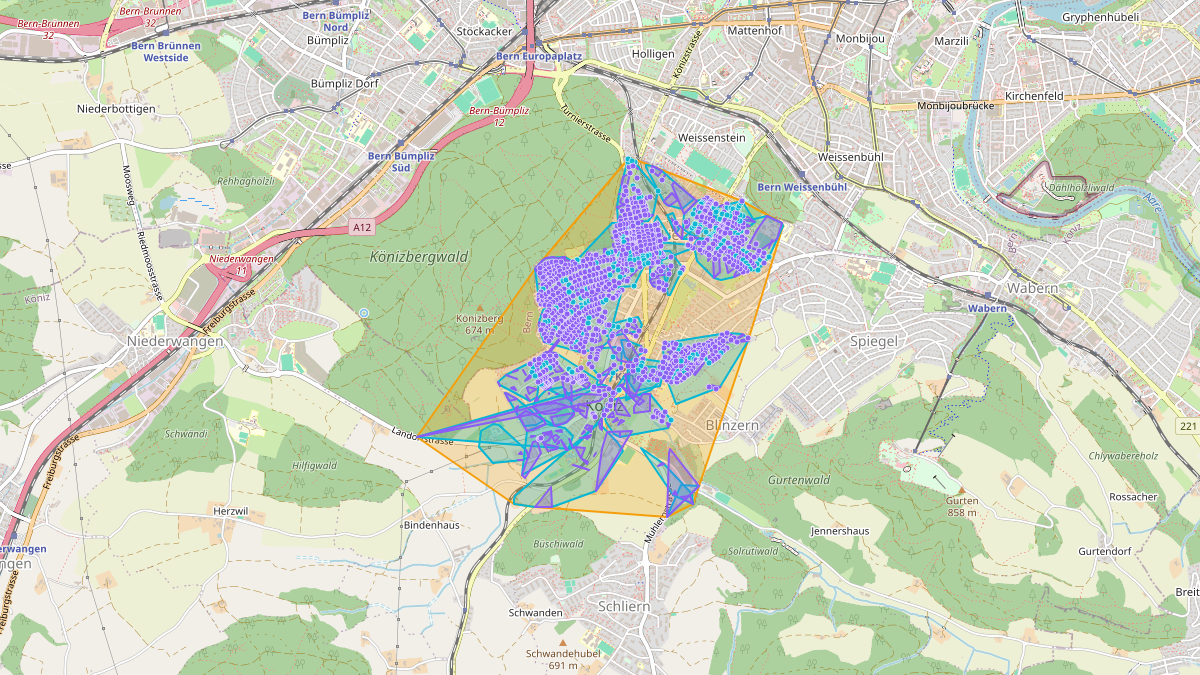 Carte du potentiel CEL de LEG Köniz (BE) – Unterwerk Köniz_TRA15530