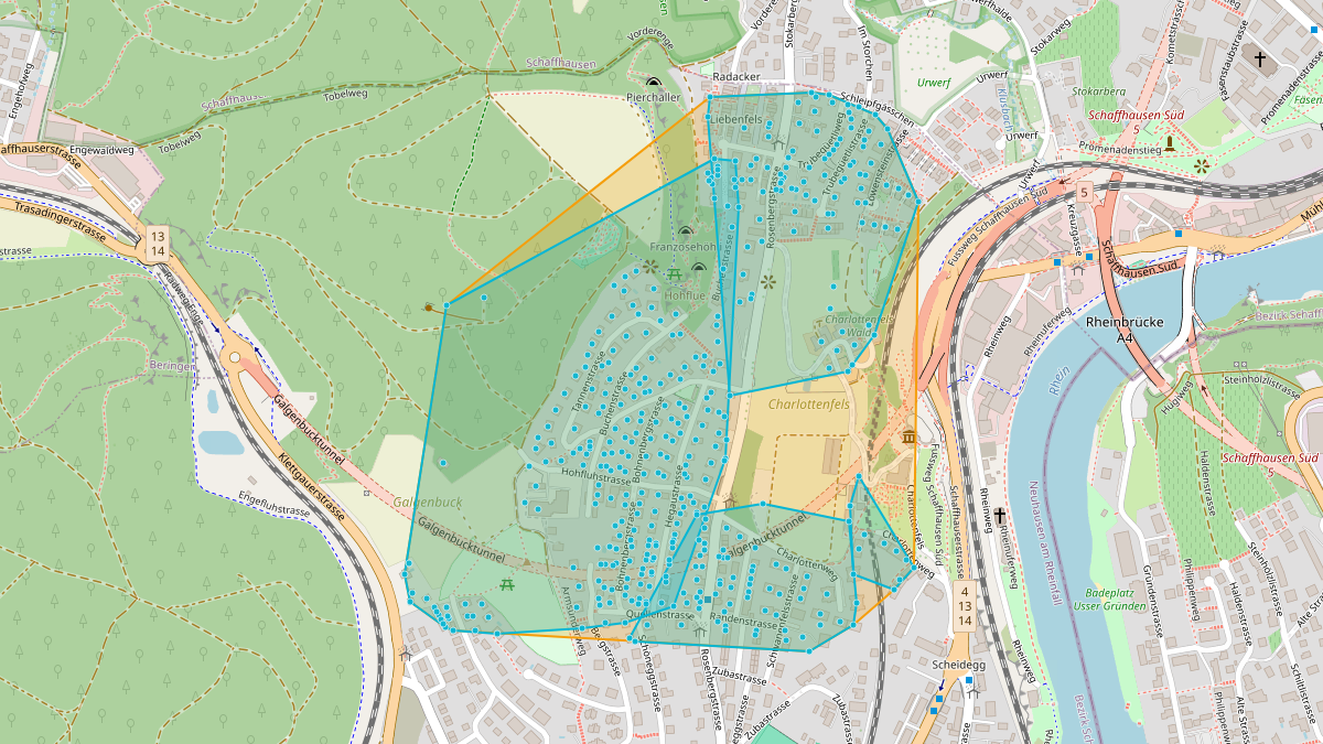 Carte du potentiel CEL de LEG Neuhausen am Rheinfall (SH) – Unterwerk Neuhausen am Rheinfall
