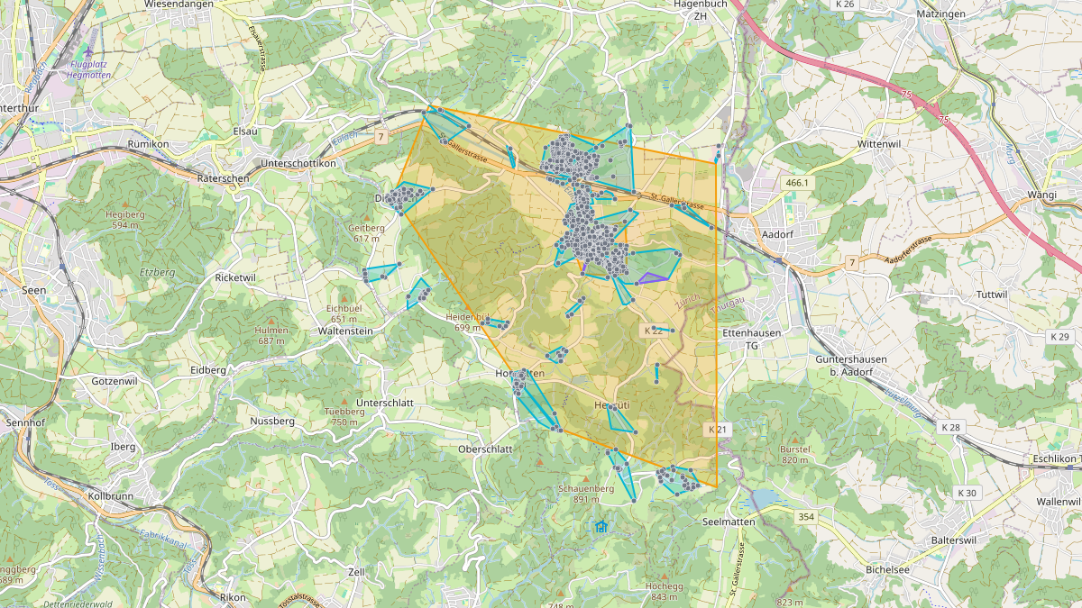 Carte du potentiel CEL de LEG Elgg (ZH)