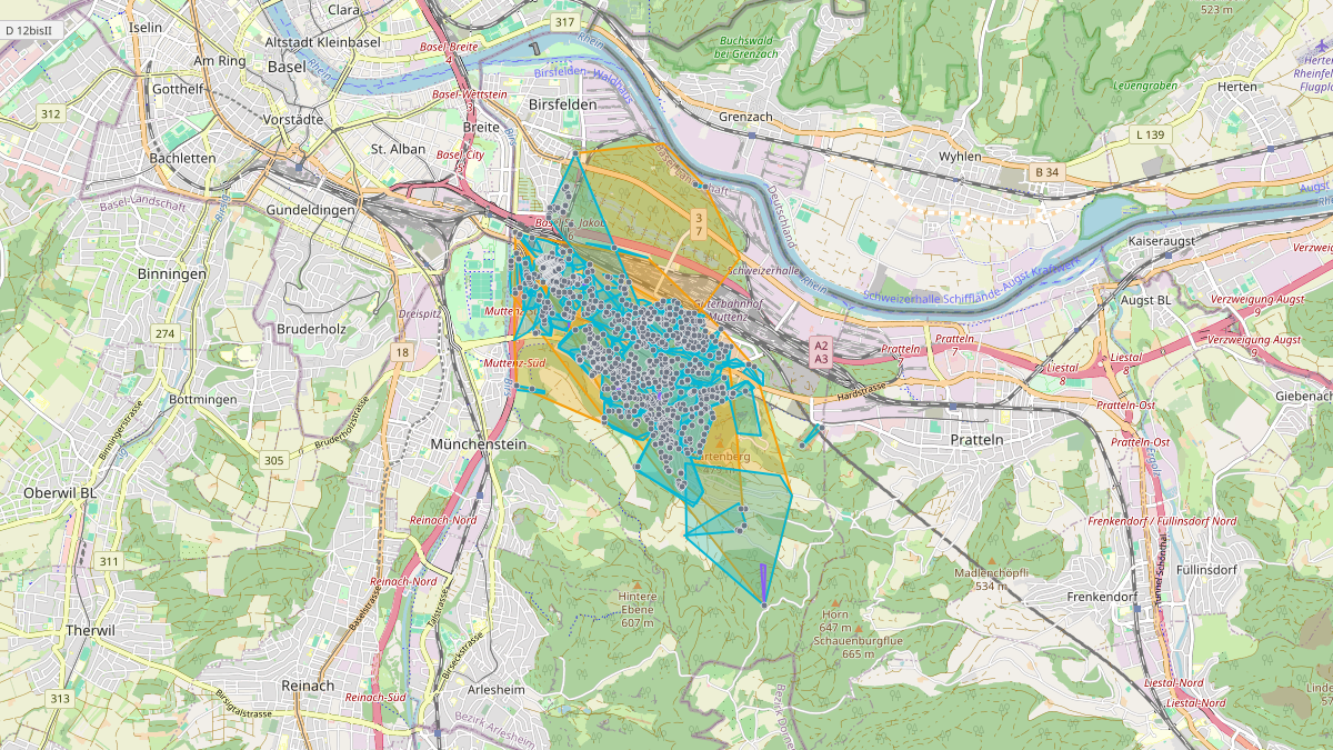 Carte du potentiel CEL de  LEG Muttenz UW Muttenz