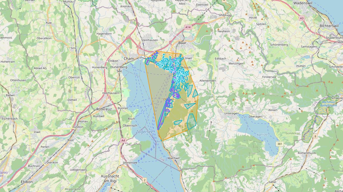 Carte du potentiel CEL de LEG Zug (ZG) – Netzgebiet 1