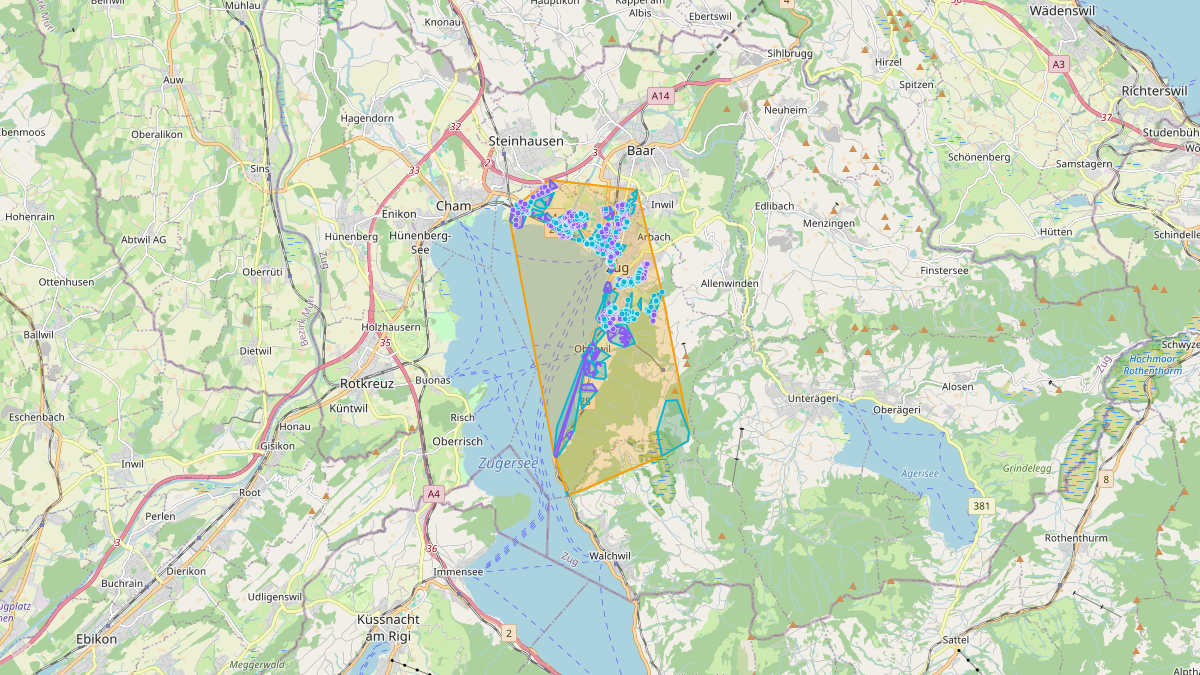 Carte du potentiel CEL de LEG Zug (ZG) – Netzgebiet 1