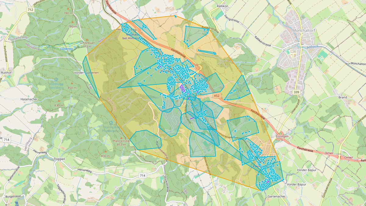 Carte du potentiel CEL de LEG Egg (ZH) – Netzgebiet 1