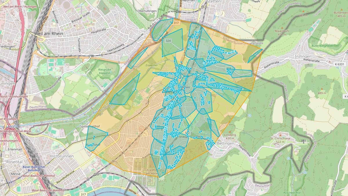 Carte du potentiel CEL de LEG Riehen (BS) – Netzgebiet 1