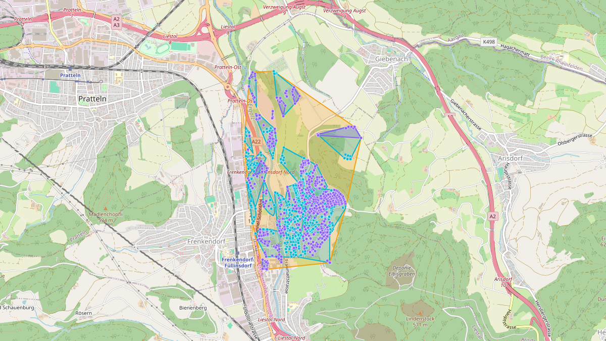 Carte du potentiel CEL de LEG Füllinsdorf (BL) – Netzgebiet 1