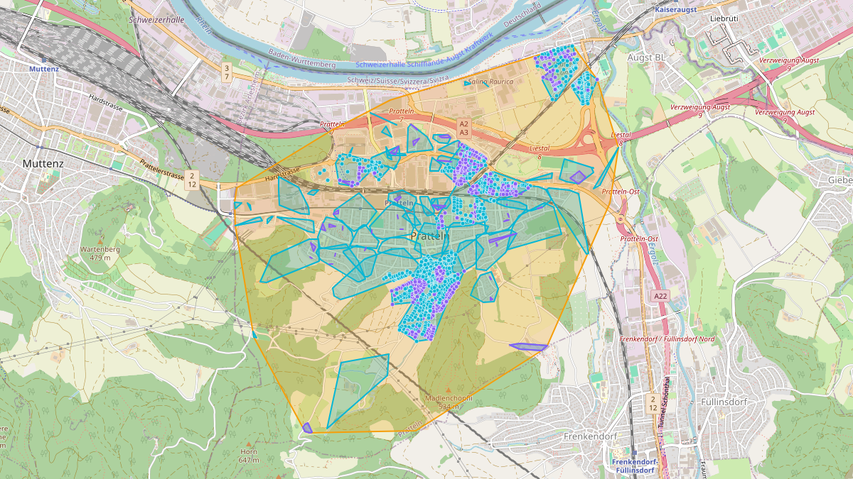 LEG-Potenzial-Karte von LEG Pratteln (BL) – Netzgebiet 1