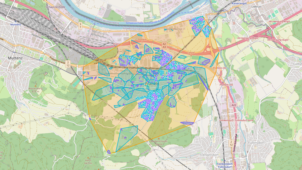 Carte du potentiel CEL de LEG Pratteln (BL) – Netzgebiet 1