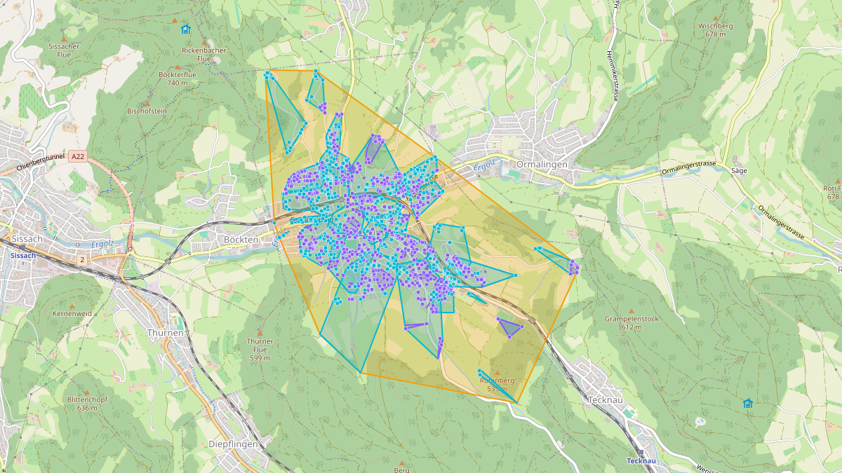 Carte du potentiel CEL de LEG Gelterkinden (BL) – Netzgebiet 1